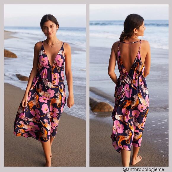 NWT Anthropologie Claire Colin Midi Dress - Medium Petite - Picture 1 of 8